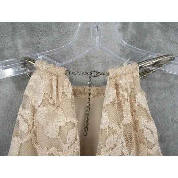 Xscape Dress Womens 4 Sheer Floral Lace Trumpet Gown Feminine Wedding Lined Tan - Picture 9 of 14